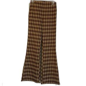 Love on a Hanger Plaid Bell Bottom Trousers Brown Juniors Size 1 EUC